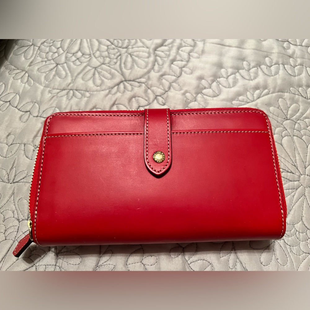 Dooney & Bourke Alto Large double zip organizer in red.